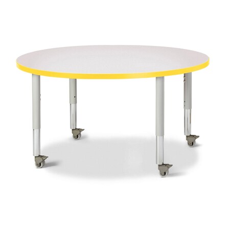 Jonti-Craft Berries Round Activity Table, 42 in. Diameter, Mobile, Freckled Gray/Yellow/Gray 6468JCM007